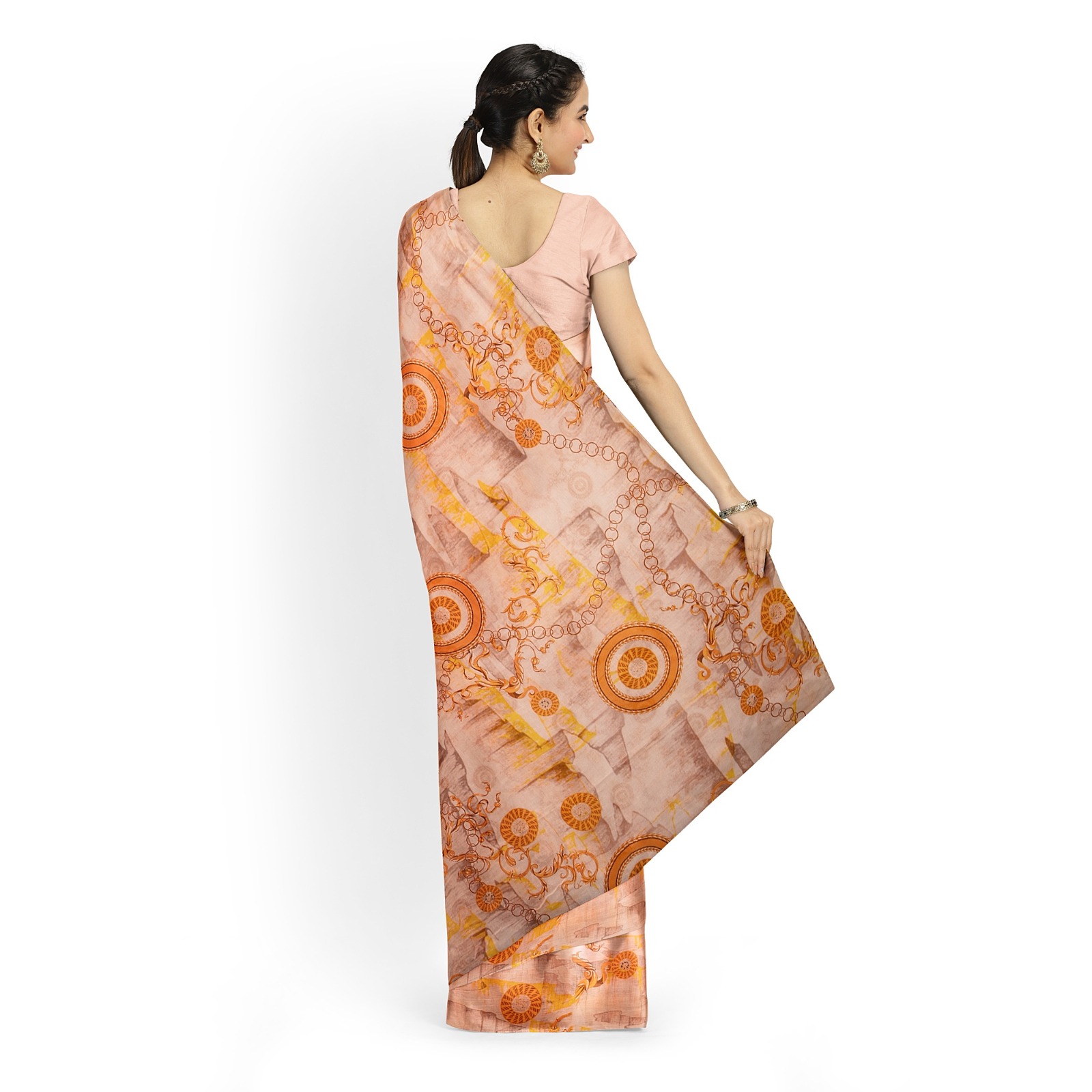 डिजिटल प्रिंट मसलिन खादी साड़ी –गरिमामय लुक