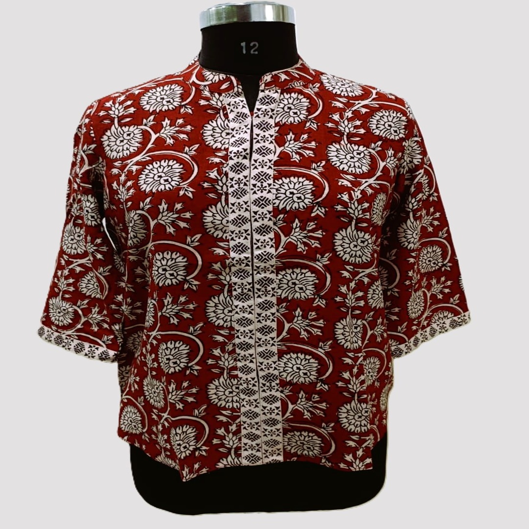 बाघ प्रिंट महिला मांडरिन कॉलर टॉप