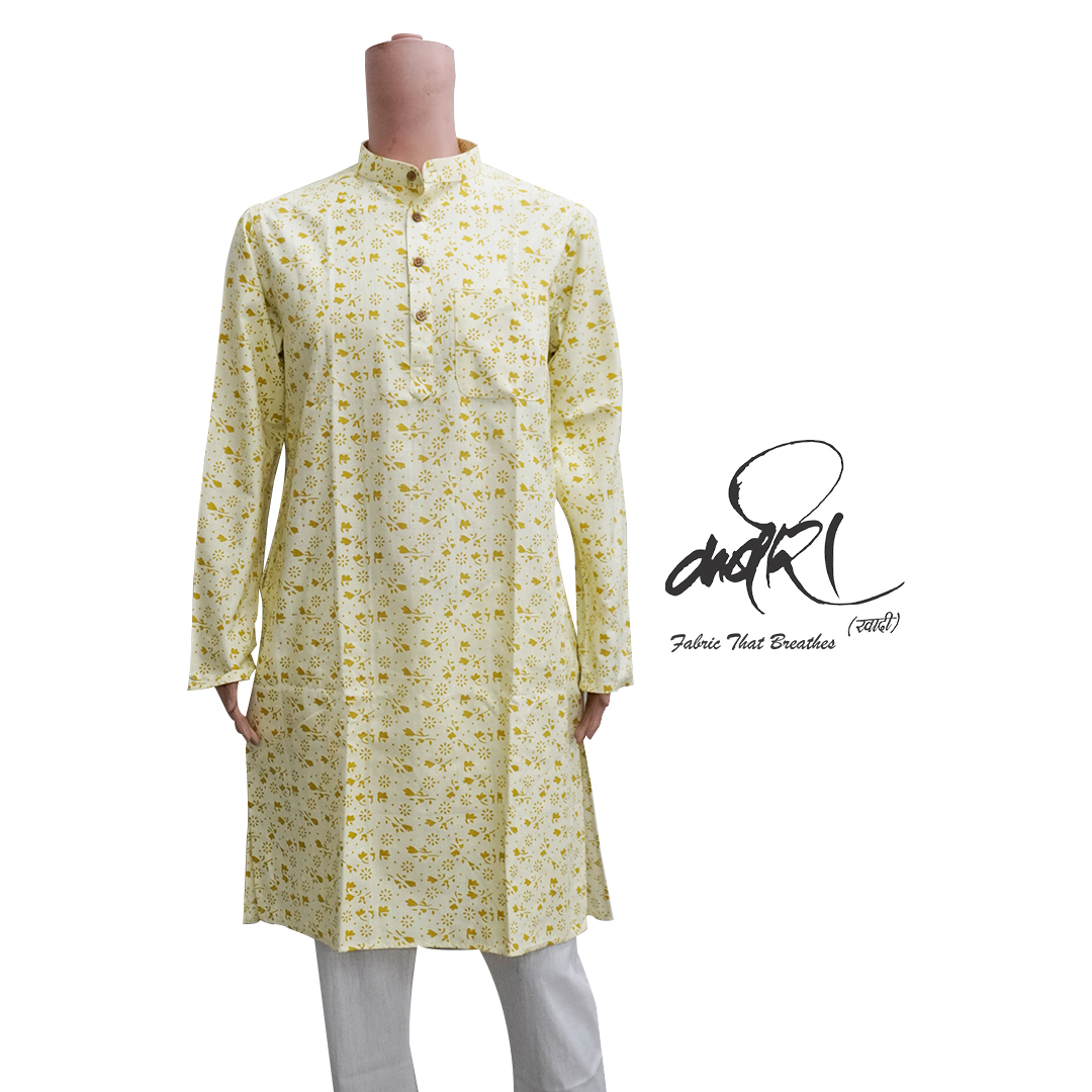 स्क्रीन प्रिंट लॉन्ग कुर्ता – पारंपरिक तकनीक में सुसंस्कृत परिधान