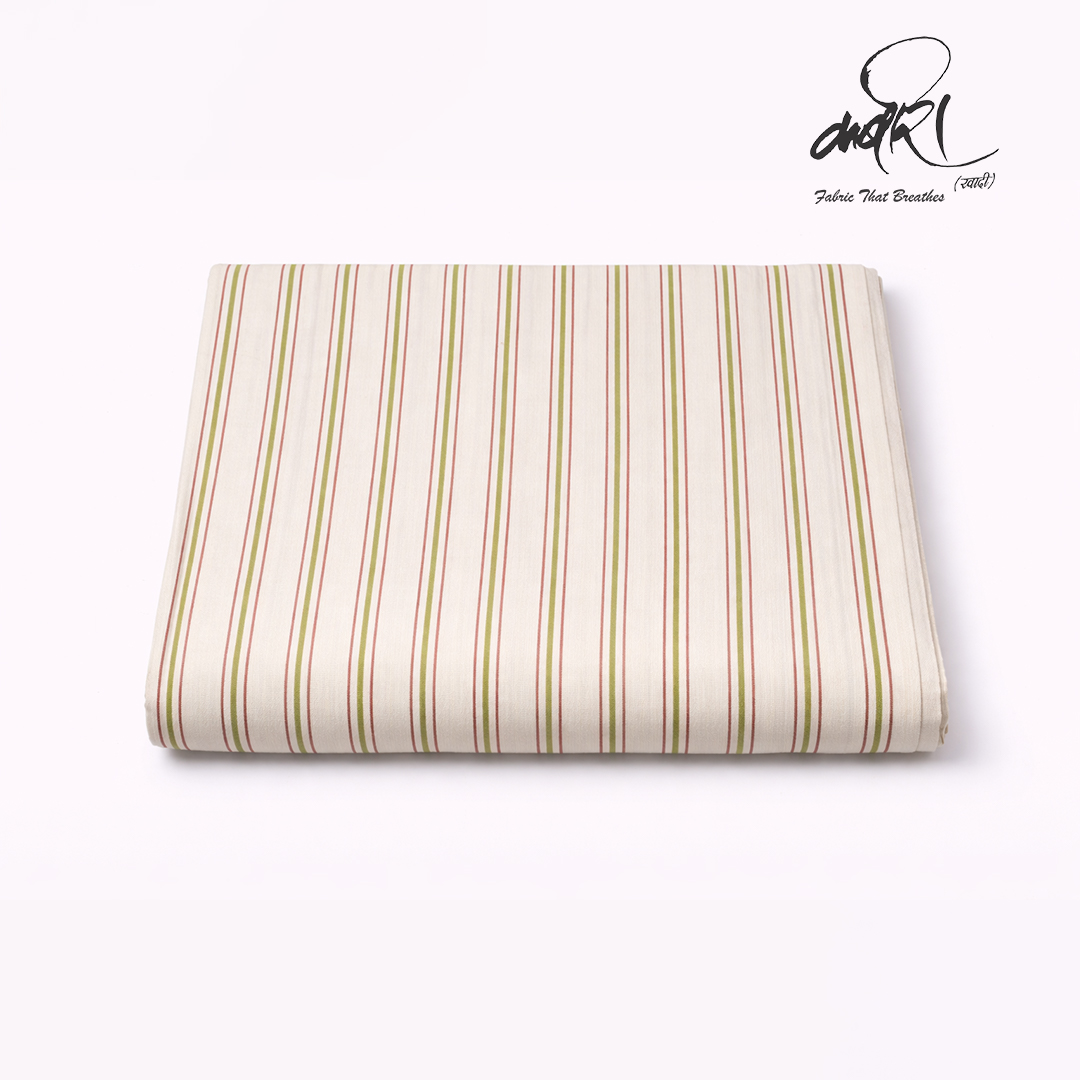 खादी स्ट्रिप वीव रनिंग फैब्रिक – स्वदेशी कपड़े में टिकाऊ गुणवत्ता