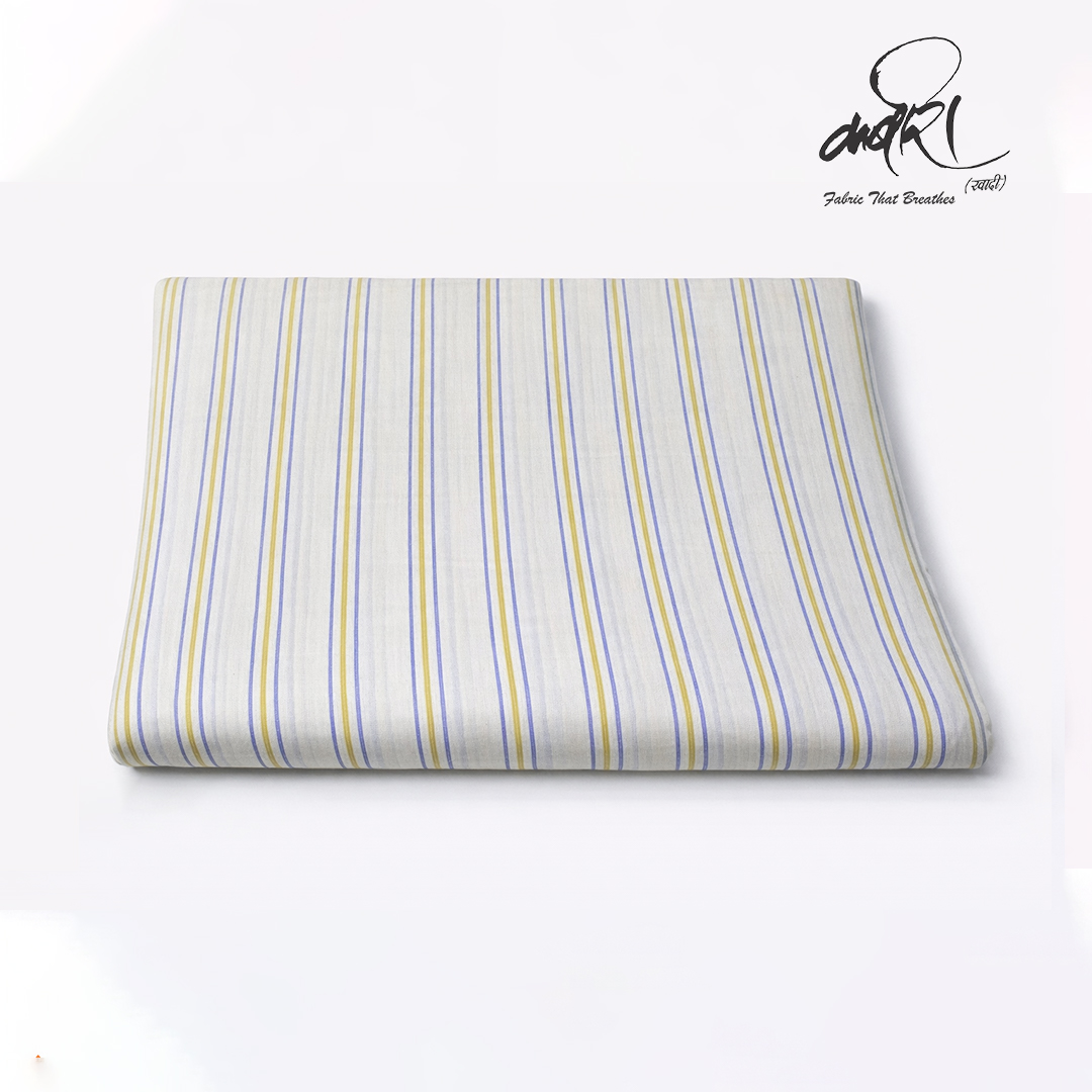 खादी स्ट्रिप वीव रनिंग फैब्रिक – प्राकृतिक फाइबर में आरामदायक बनावट